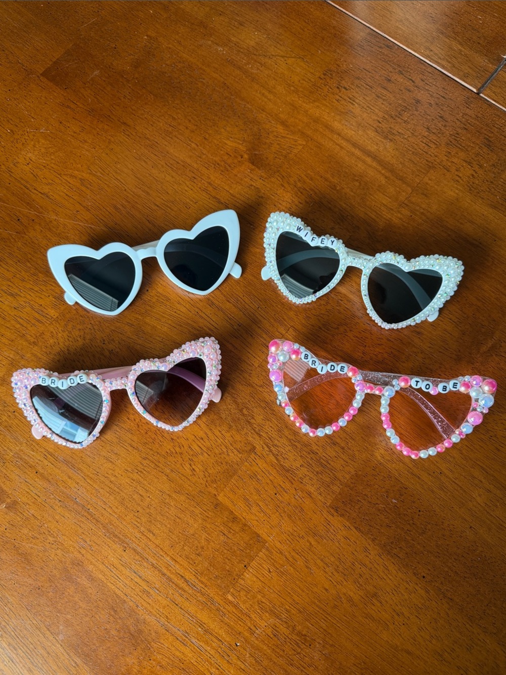 Beaded Heart Sunglasses Lot for Women - Pink & White Bridal Novelty